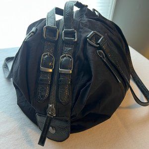 HOBO Black and Gold Satchel with Leather Accents